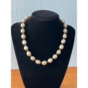 Vintage Miriam Haskell Baroque Silver Pearl Necklace Coquette Formal Wedding